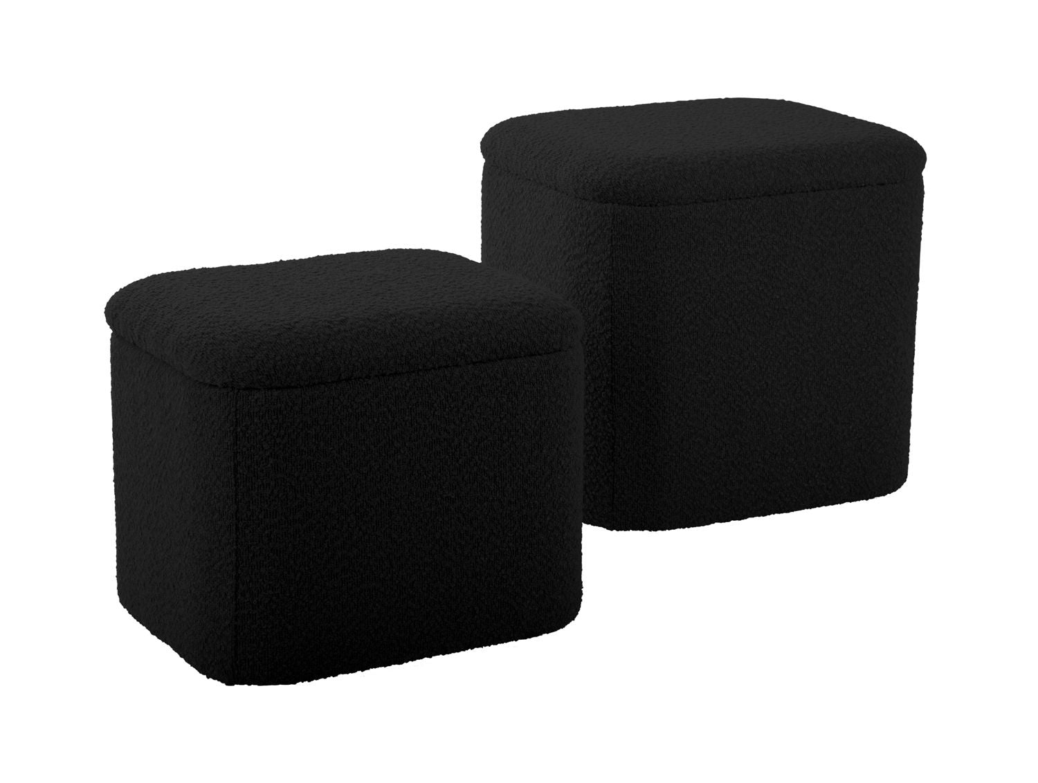 Leitmotiv Pufsæt Ada opbevaringsbouclé sort, sæt med 2 stk