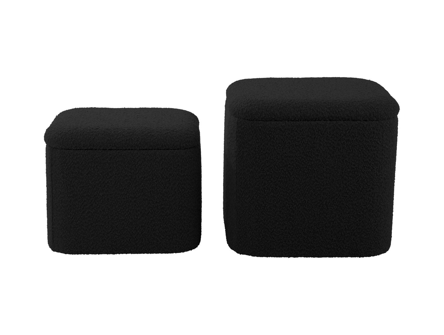 Leitmotiv Pufsæt Ada opbevaringsbouclé sort, sæt med 2 stk