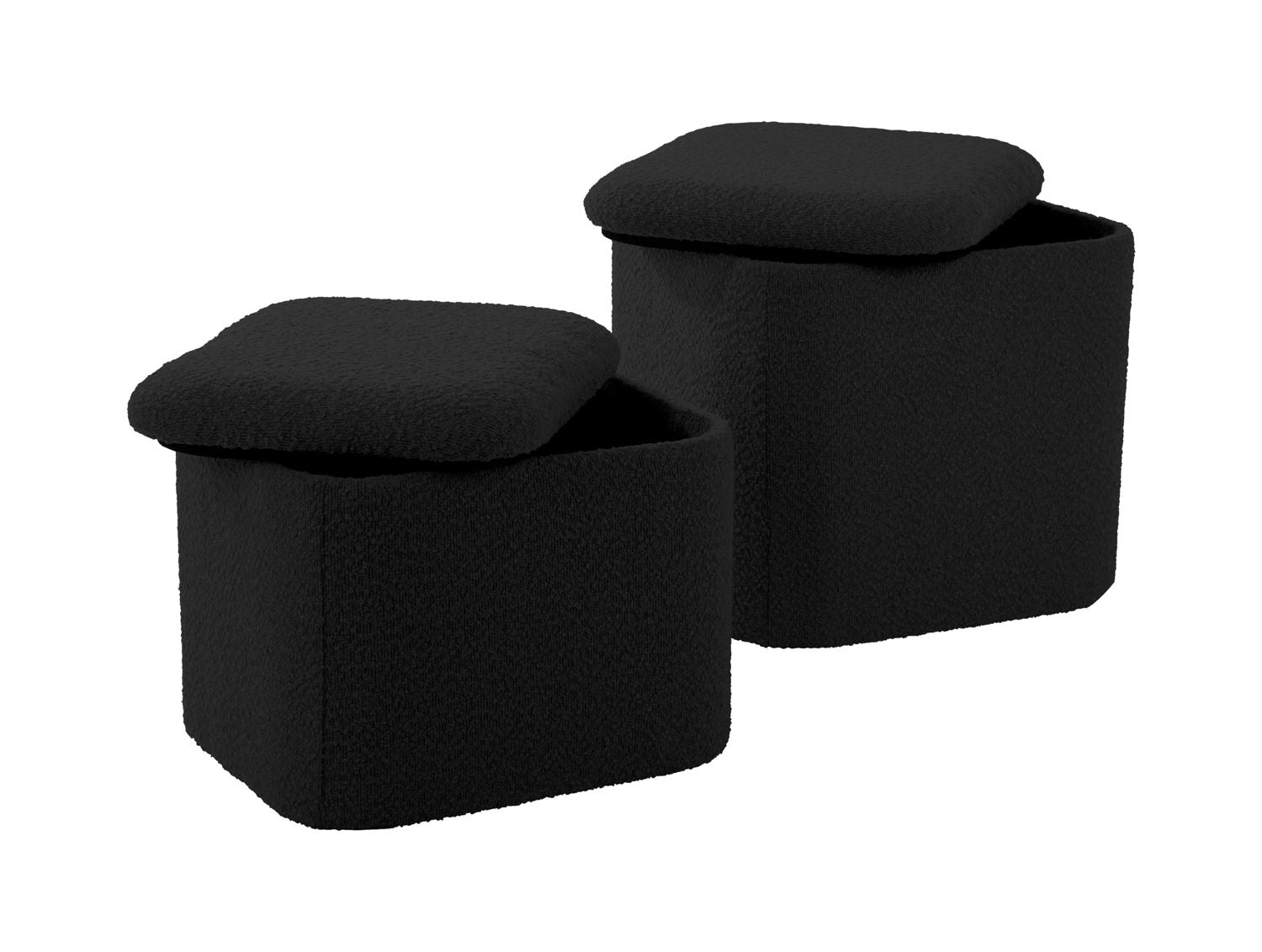 Leitmotiv Pufsæt Ada opbevaringsbouclé sort, sæt med 2 stk