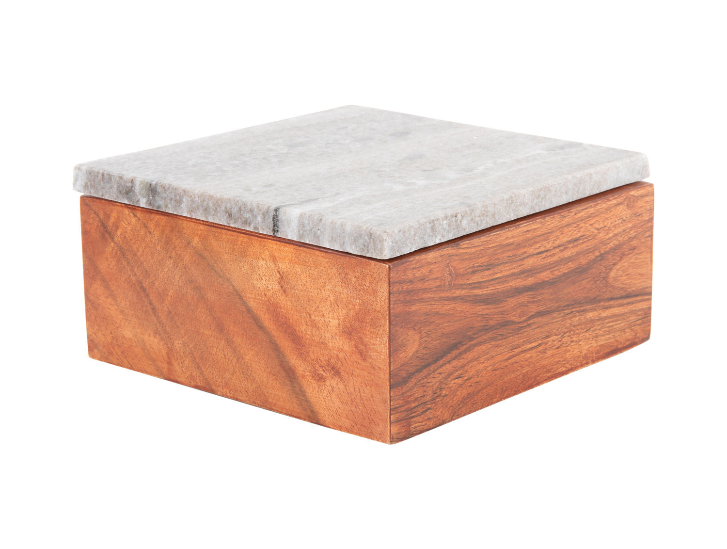 nutid Opbevaringsboks Acacia brun marmor låg