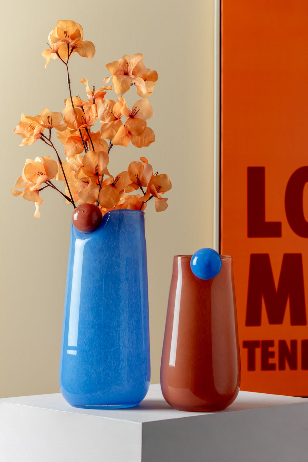 nutid Vase Bolita glas medium blød orange m. blød blå