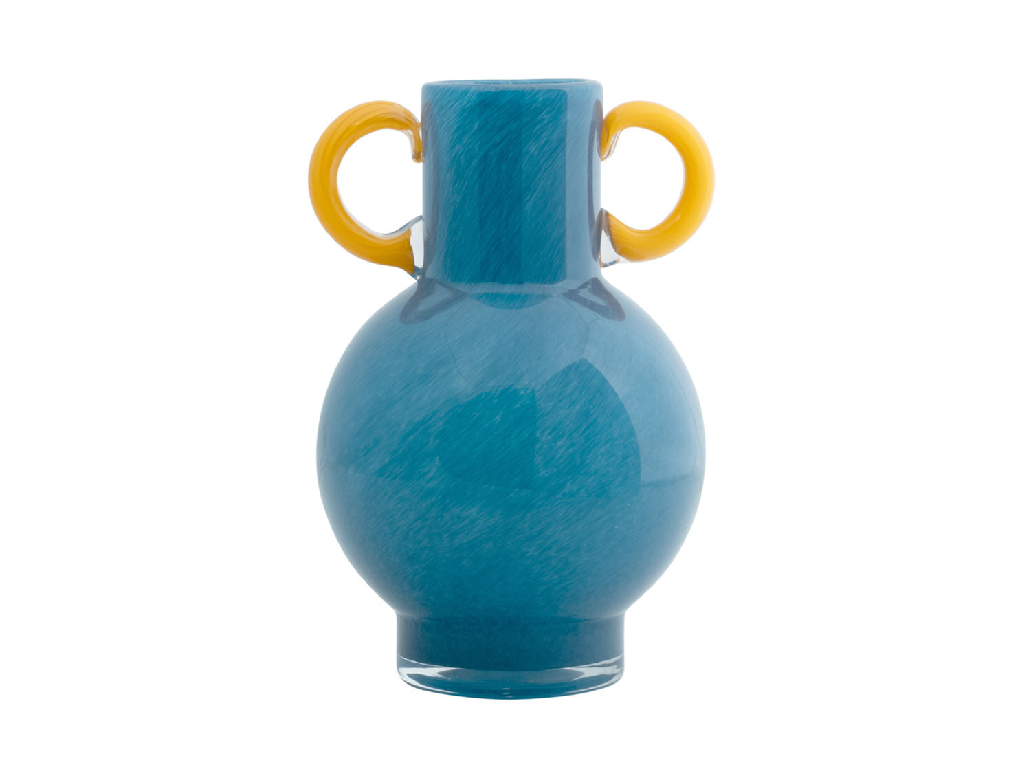 nutidens Vase Fiesta glas lys blå, gule hanke
