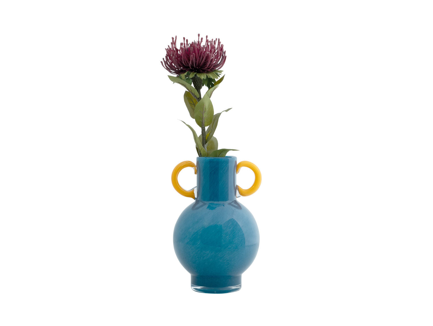 nutidens Vase Fiesta glas lys blå, gule hanke