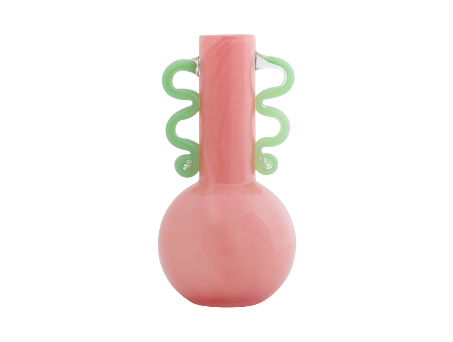 nutid Vase Fiesta glas medium lys pink, grønne hanke