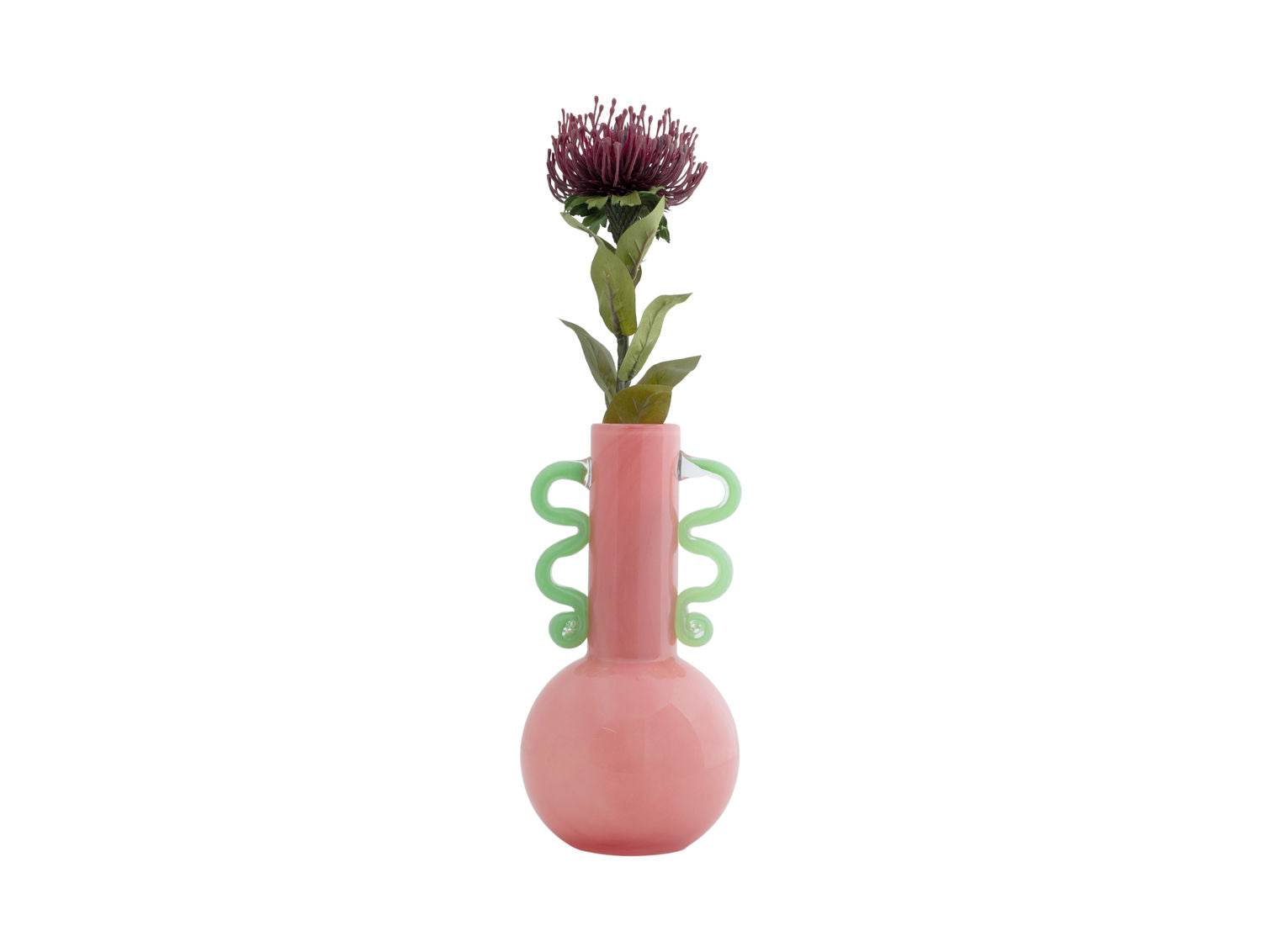 nutid Vase Fiesta glas medium lys pink, grønne hanke