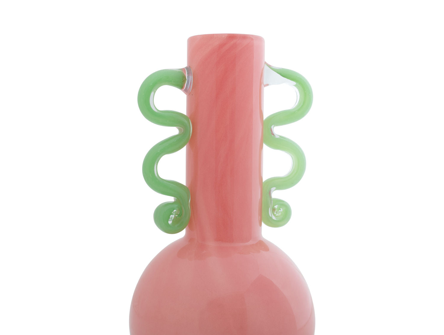 nutid Vase Fiesta glas medium lys pink, grønne hanke