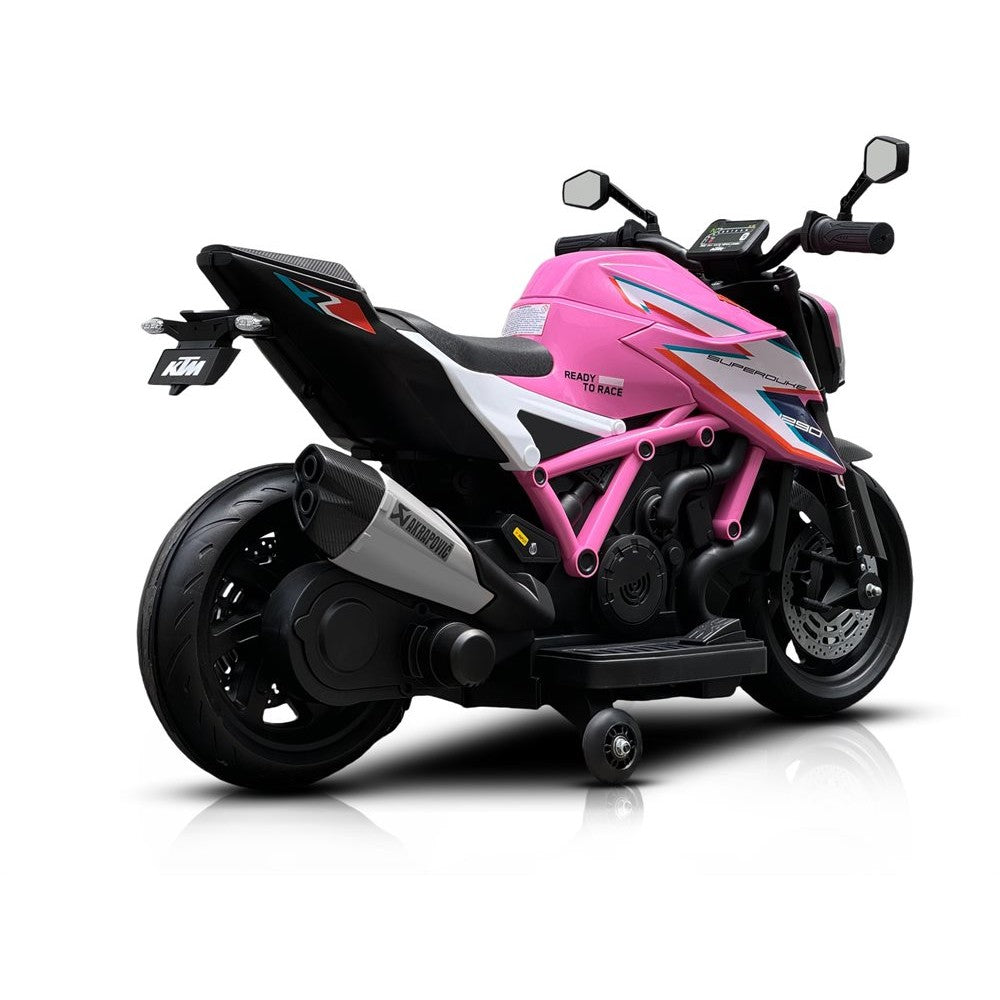KTM X12 med gummihjul og lædersæde 12V pink