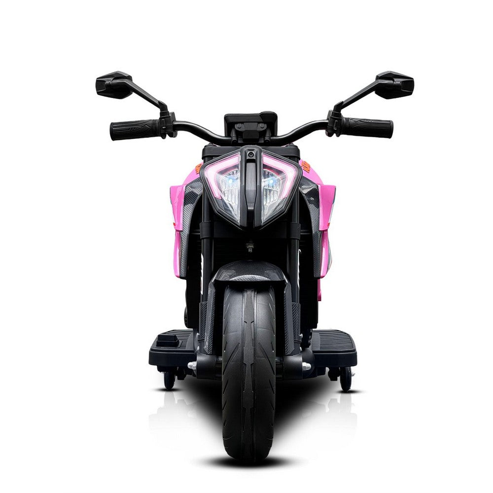 KTM X12 med gummihjul og lædersæde 12V pink