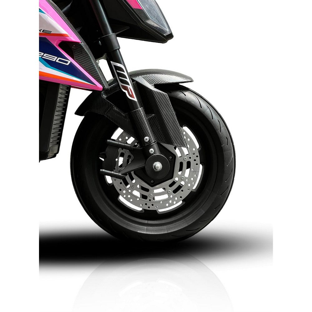 KTM X12 med gummihjul og lædersæde 12V pink