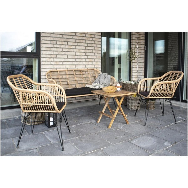 Trieste stol i polyrattan sæt af 2 med hynder natur 82x57x41 cm