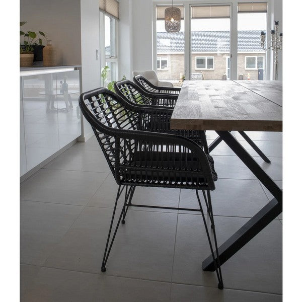 Trieste stol i polyrattan sæt af 2 med hynder sort 82x57x41 cm