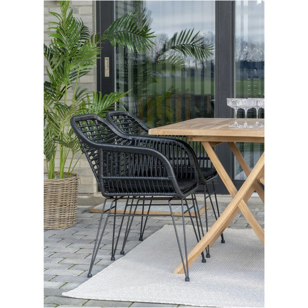 Trieste stol i polyrattan sæt af 2 med hynder sort 82x57x41 cm