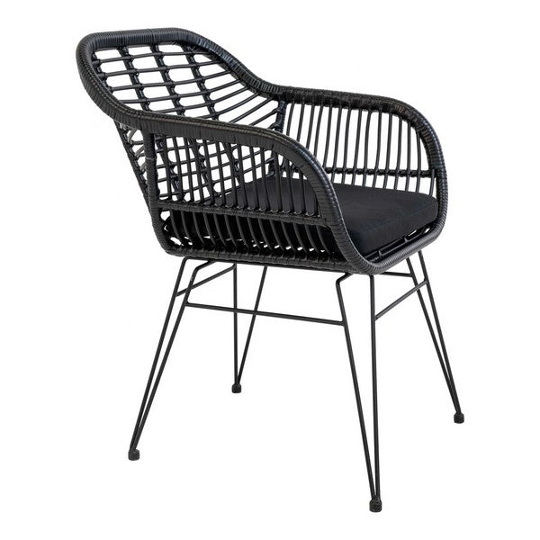 Trieste stol i polyrattan sæt af 2 med hynder sort 82x57x41 cm