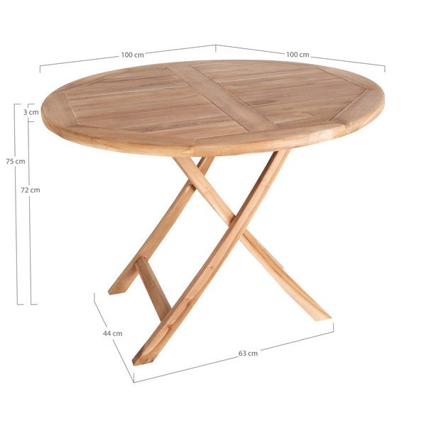 Oviedo Teak Spisebord i teaktræ, natur, Ø100x75 cm