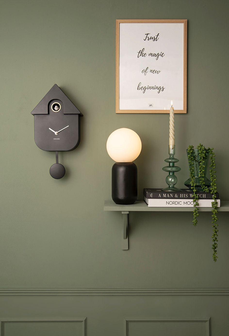 Karlsson Vægur Modern Cuckoo ABS sort