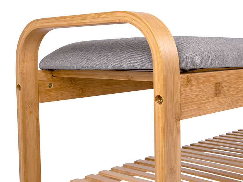 Leitmotiv bænk bue bambus m. gråt stof