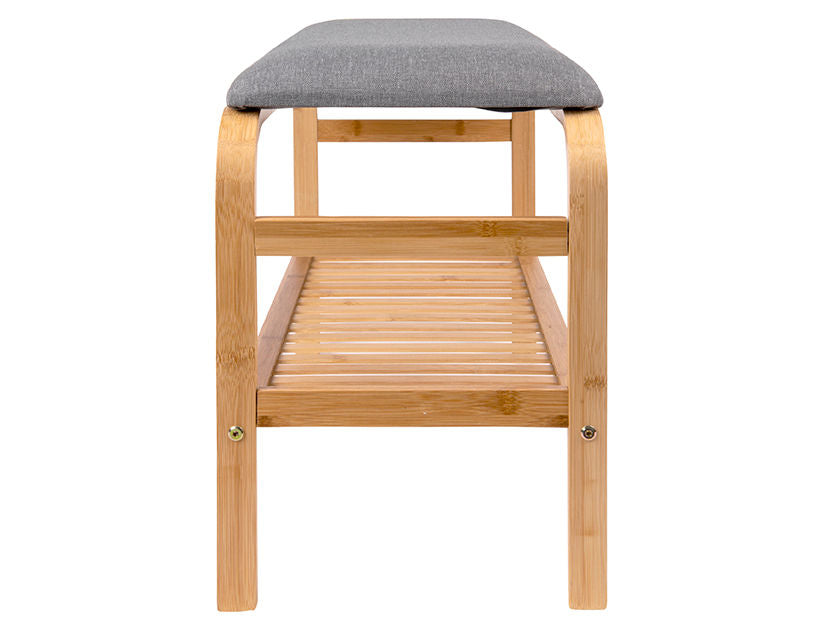 Leitmotiv bænk Dure bambus m. gråt stof