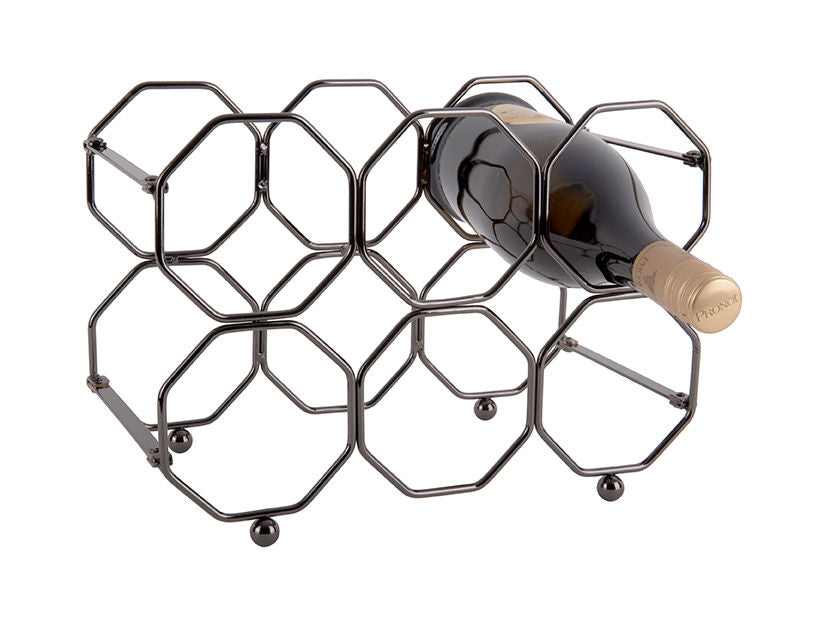 Nutidens Vinreol til 6 flasker vin - Honeycomb mønster smokey grey