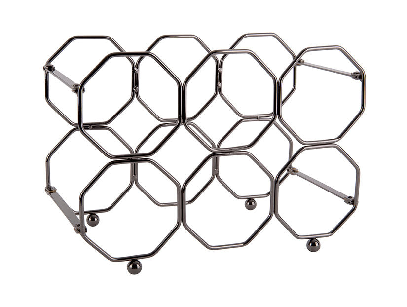Nutidens Vinreol til 6 flasker vin - Honeycomb mønster smokey grey