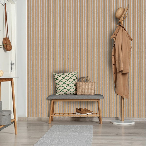 FibroTech akustikpanel QUANTI 18x520x2440 mm - Light Oak m/grå polyester