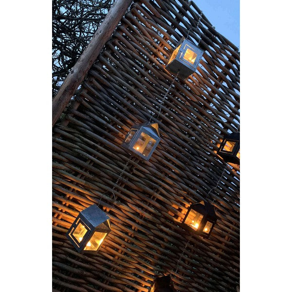 3 galvaniserede Hængelanterner på kæde L8xB8xH12 cm