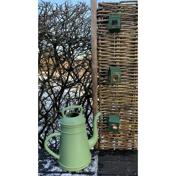 3 olivengrønne Hængelanterner på kæde L8xB8xH12 cm