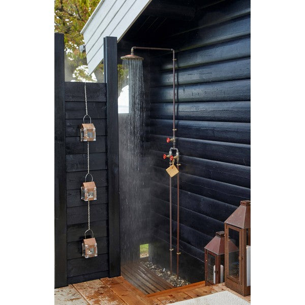 3 kobber Hængelanterner på kæde L8xB8xH12 cm