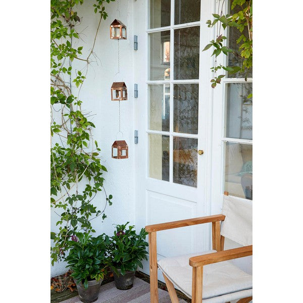 3 kobber Hængelanterner på kæde L8xB8xH12 cm