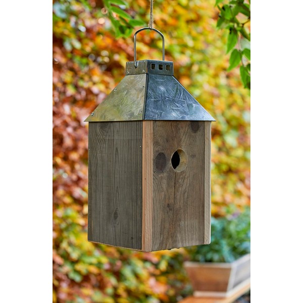 Galvaniseret Mini Birdy Sleep Fuglehus (genb træ) L17xB17xH33,5 cm