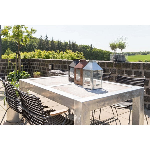 Galvaniseret Spisebord 2 Fliser (62,5 x 80 cm) m Hjul (Bordben: 10 x 10 cm) L155xB100,5xH74 cm
