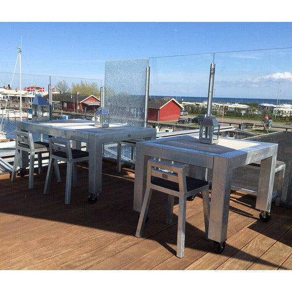 Galvaniseret Spisebord 1 Flise (62,5 x 80 cm) m Hjul (Bordben: 10 x 10 cm) L82xB100,5xH74 cm