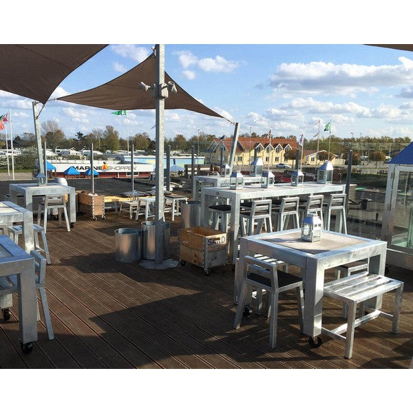 Galvaniseret Spisebord 1 Flise (62,5 x 80 cm) m Hjul (Bordben: 10 x 10 cm) L82xB100,5xH74 cm