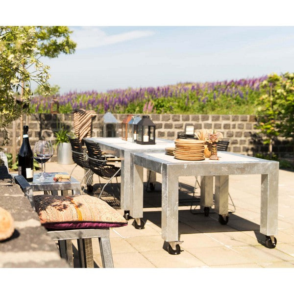 Galvaniseret Spisebord 1 Flise (62,5 x 80 cm) m Hjul (Bordben: 10 x 10 cm) L82xB100,5xH74 cm