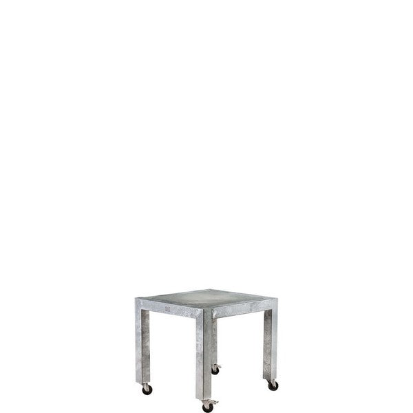 Galvaniseret Spisebord 1 Flise (60 x 60 cm) m Hjul (Bordben: 8 x 8 cm) L76xB76xH74 cm