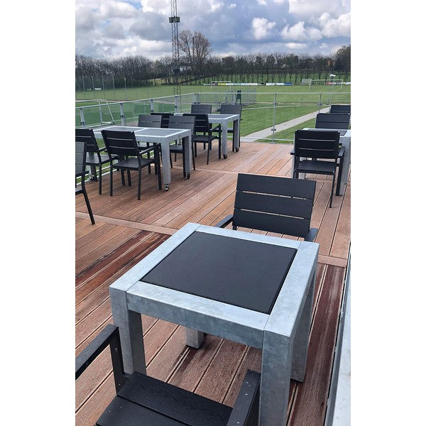 Galvaniseret Spisebord 1 Flise (60 x 60 cm) m Hjul (Bordben: 8 x 8 cm) L76xB76xH74 cm