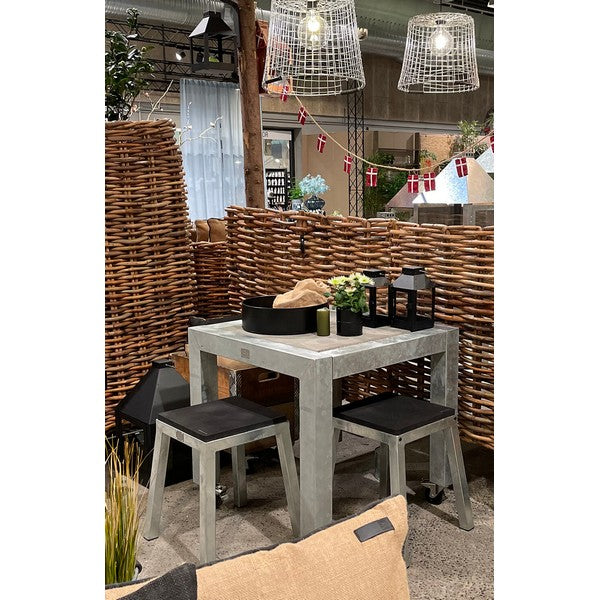 Galvaniseret Spisebord 1 Flise (60 x 60 cm) m Hjul (Bordben: 8 x 8 cm) L76xB76xH74 cm