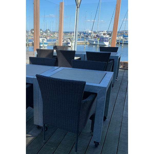 Galvaniseret Spisebord 1 Flise (60 x 60 cm) m Hjul (Bordben: 8 x 8 cm) L76xB76xH74 cm