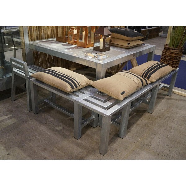 Galvaniseret Hjørnebænk 2+1 Sektioner (Ben: 6 x 6 cm) L114xB187xH46 cm