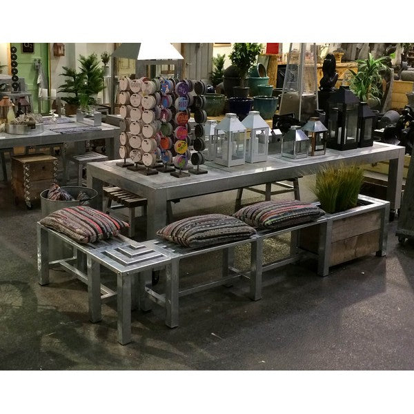 Galvaniseret Hjørnebænk 2+1 Sektioner (Ben: 6 x 6 cm) L114xB187xH46 cm