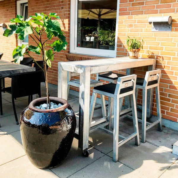 Galvaniseret Barbord 2 Fliser (30 x 60 cm) m Hjul (sæt m/2 stole) L143xB46,5xH100 cm