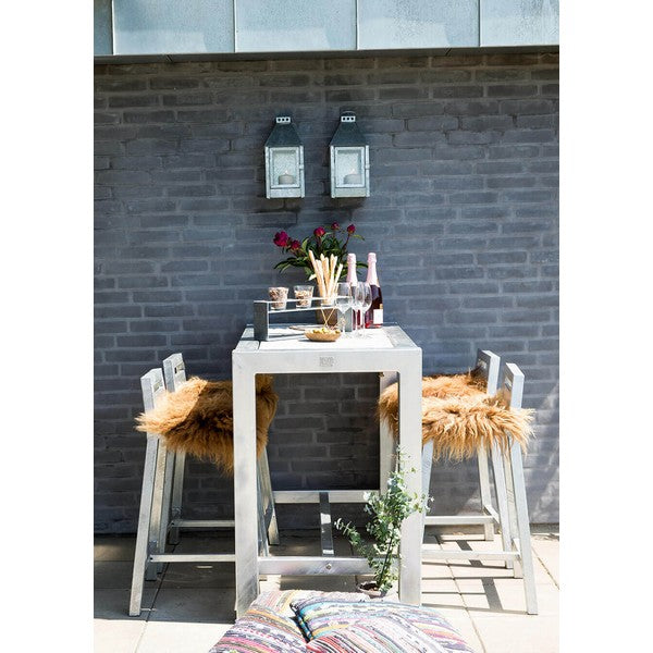 Galvaniseret Barbord 2 Fliser (50 x 50 cm) u Hjul (sæt m/2 stole) L123xB66,5xH100 cm