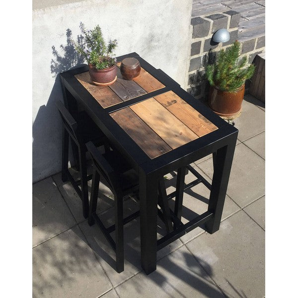 Galvaniseret Barbord 2 Fliser (50 x 50 cm) u Hjul (sæt m/4 stole) L123xB66,5xH100 cm