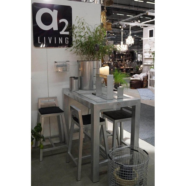 Galvaniseret Barbord 2 Fliser (50 x 50 cm) u Hjul (sæt m/4 stole) L123xB66,5xH100 cm