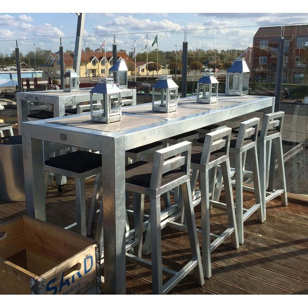 Galvaniseret Barbord 4 Fliser (50 x 50 cm) m Hjul L236xB66,5xH100 cm