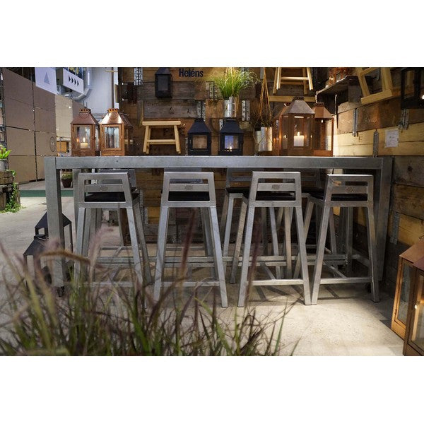 Galvaniseret Barbord 4 Fliser (50 x 50 cm) m Hjul L236xB66,5xH100 cm