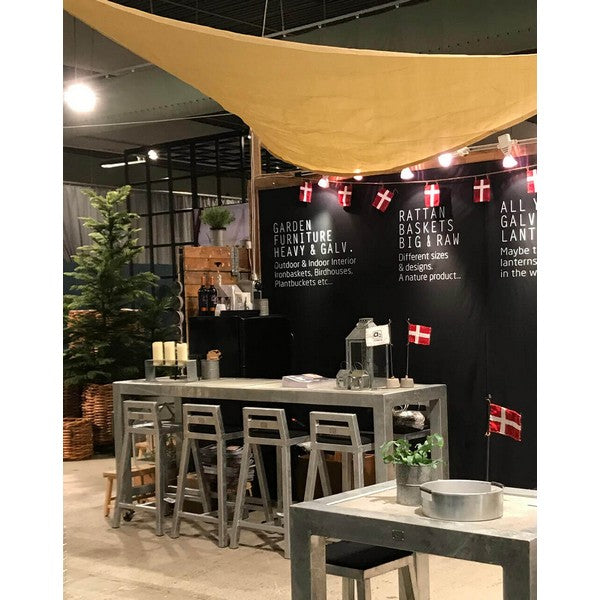 Galvaniseret Barbord 4 Fliser (50 x 50 cm) m Hjul (sæt m/8 stole) L236xB66,5xH100 cm