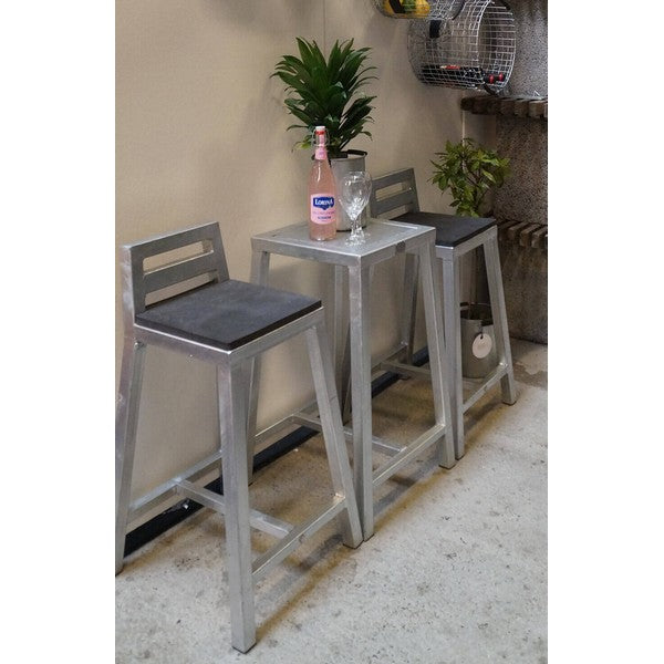 Galvaniseret Square Cafebord (sæt m/2 barstole) L50xB50xH80 cm