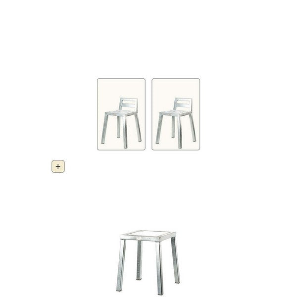 Galvaniseret Square Loungebord (sæt m/2 taburetter m rygl) L44xB44xH46 cm