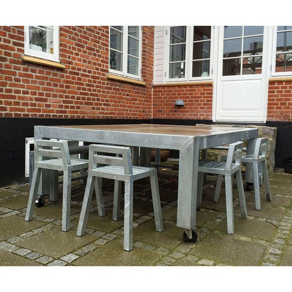 Galvaniseret Square Loungebord (sæt m/2 taburetter m rygl) L44xB44xH46 cm