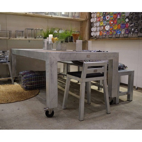 Galvaniseret Taburet m Ryglæn L44xB44xH64 cm